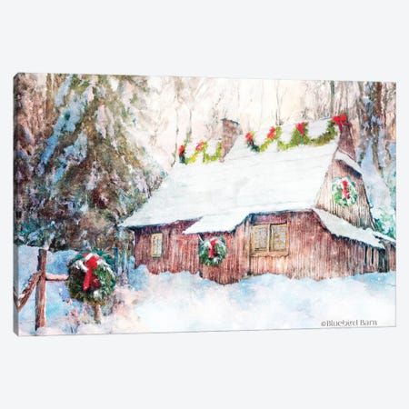 Snowy Christmas Cabin Canvas Print #BLB162} by Bluebird Barn Canvas Art Print