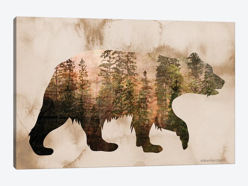 Brown Woods Bear Silhouette by Bluebird Barn 1-piece Canvas Wall Art