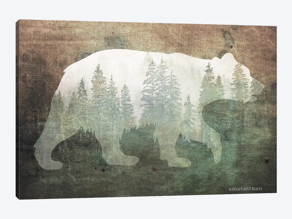 Green Forest Bear Silhouette by Bluebird Barn 1-piece Art Print