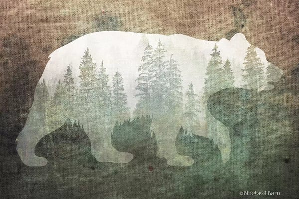 Bears: Green Forest Bear Silhouette by Bluebird Barn
