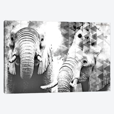 Modern Black & White Elephants    Canvas Print #BLB188} by Bluebird Barn Art Print