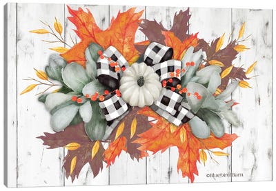 White Pumpkin Swag Canvas Art Print - Thanksgiving Art