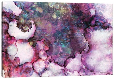 Abstract Violet Ink Wash Canvas Art Print - Agate, Geode & Mineral Art