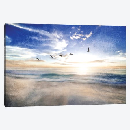 Seascape with Gulls Canvas Print #BLB236} by Bluebird Barn Canvas Wall Art