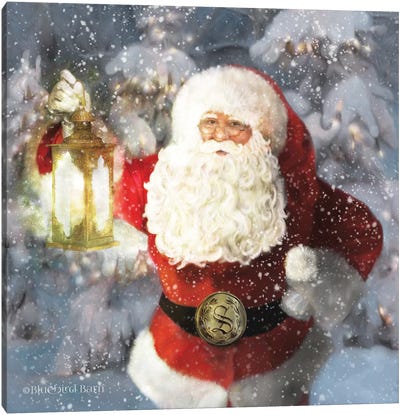 Light The Way Santa Canvas Art Print - Vintage Christmas Décor