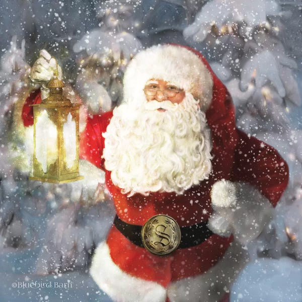 Vintage Christmas: Light The Way Santa by Bluebird Barn