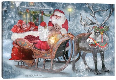 Santa's Little Helper Canvas Art Print - Teddy Bear
