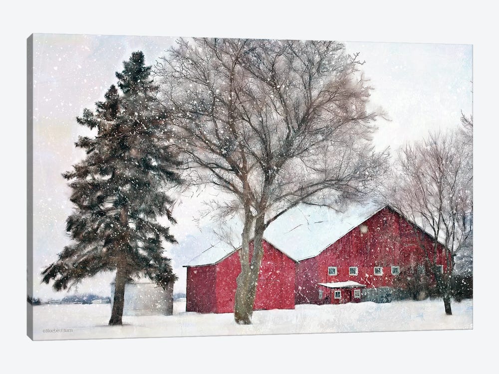 Snowy Barn by Bluebird Barn 1-piece Canvas Artwork
