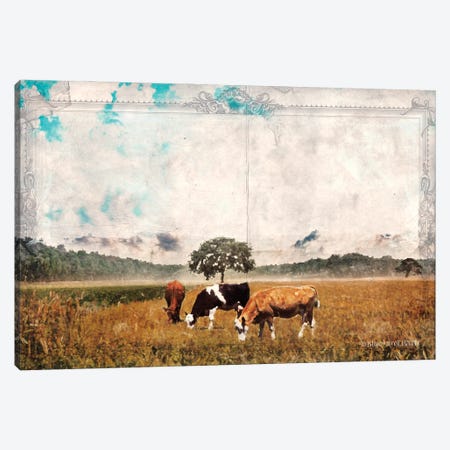 Vintage Grazing Cattle Canvas Print #BLB273} by Bluebird Barn Canvas Art Print