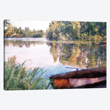 Rowboat Pond Landscape Canvas Print #BLB278} by Bluebird Barn Canvas Print