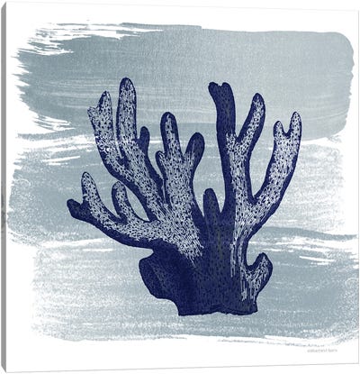 Brushed Midnight Blue Elkhorn Coral Canvas Art Print - Bluebird Barn