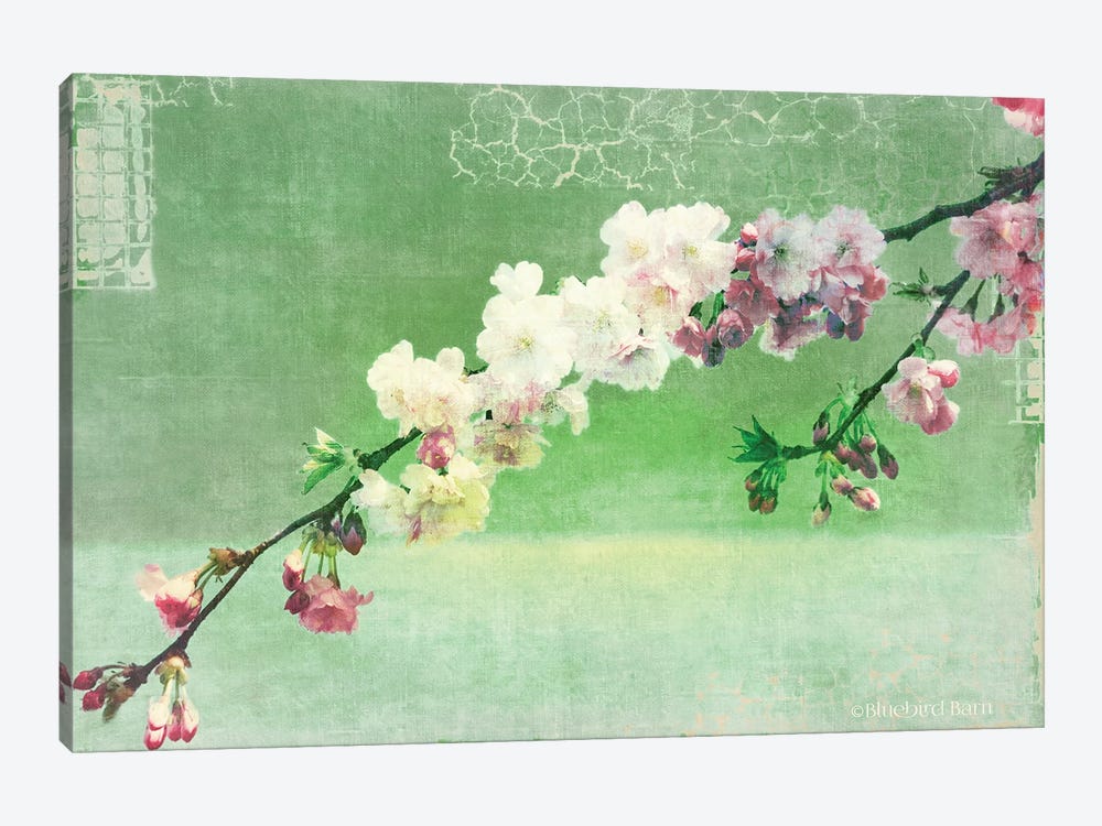 Green and Pink Arching Blossom 1-piece Canvas Wall Art