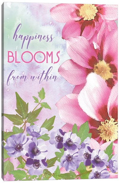 Happiness Blooms Within Canvas Art Print - Bluebird Barn