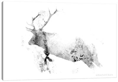 Running Woodland Minimalist Elk Canvas Art Print - Elk Art
