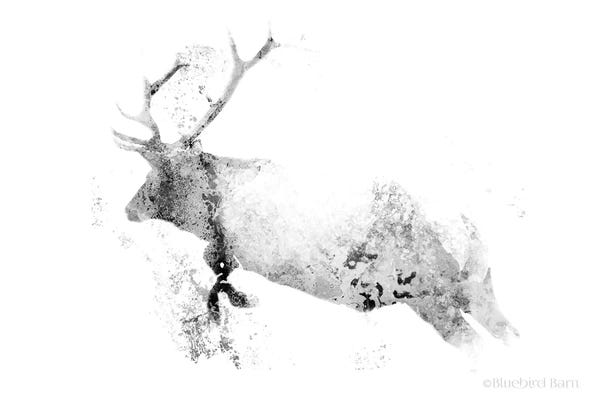 Bluebird Barn: Running Woodland Minimalist Elk by Bluebird Barn