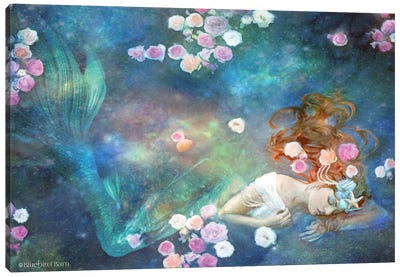 Sleeping Beauty Mermaid Canvas Art Print - Bluebird Barn