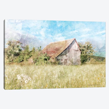 Spring Green Meadow by the Old Barn Canvas Print #BLB90} by Bluebird Barn Canvas Art