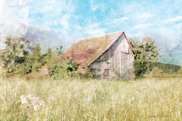 Barns: Spring Green Meadow by the Old Barn by Bluebird Barn