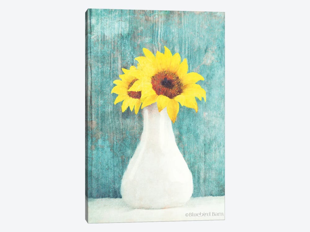 Sunflower White Vase by Bluebird Barn 1-piece Art Print