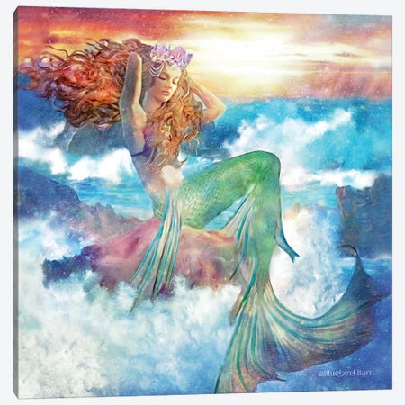 Sunset Mermaid Canvas Print #BLB95} by Bluebird Barn Canvas Art Print