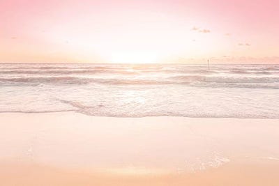 Waves And Sunset Over Golden Sand by Beli framed wall art