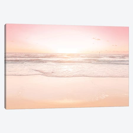Waves And Sunset Over Golden Sand Canvas Print #BLI106} by Beli Canvas Print