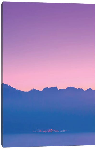 Mountains At Sunset Canvas Art Print - '70s Sunsets