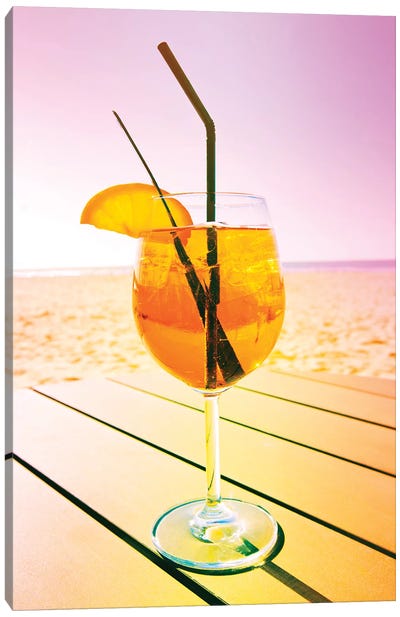 Cocktail At The Beach Canvas Art Print - Double Exposure Photography