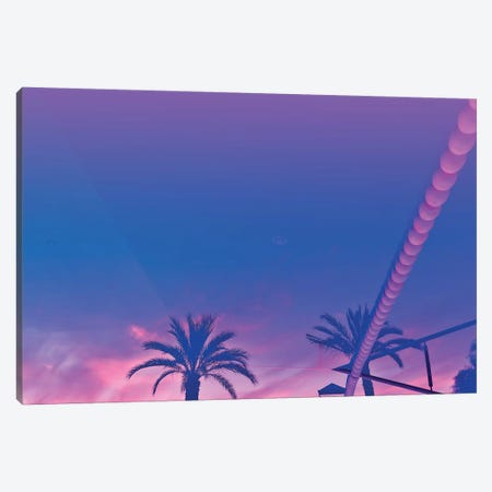Palms And Sunset With Reverberation Canvas Print #BLI69} by Beli Canvas Art