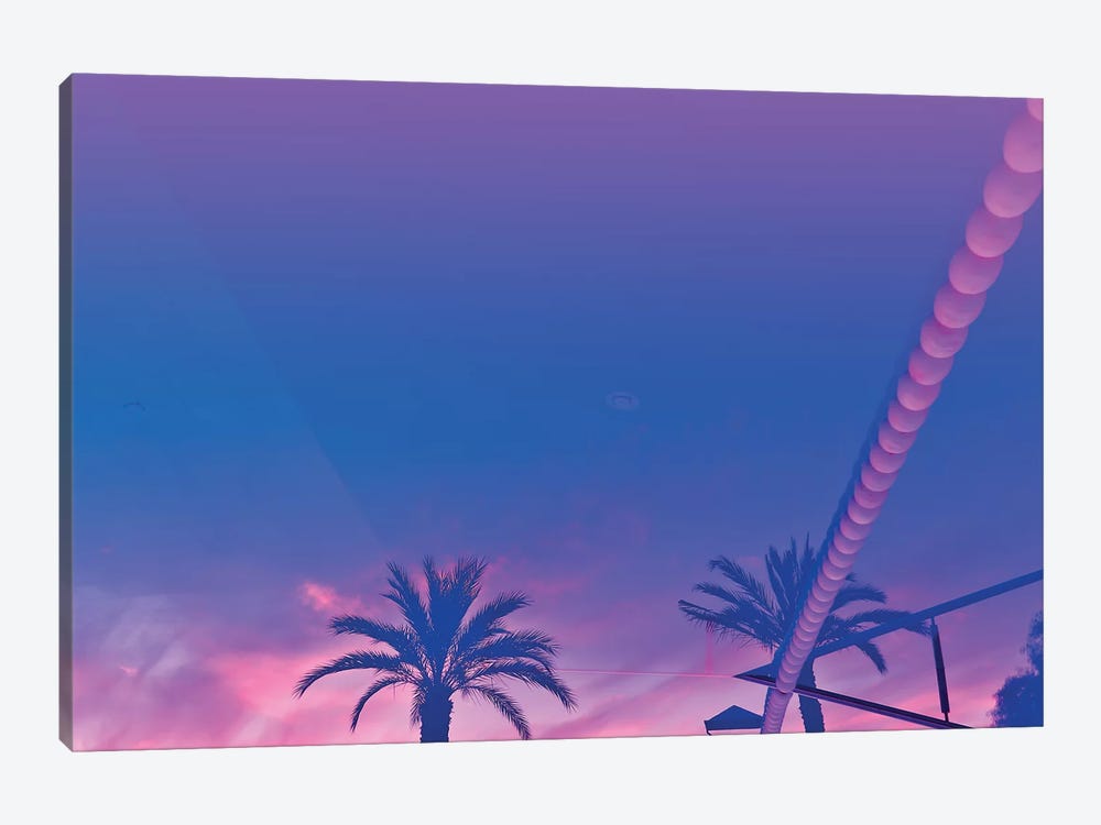 Palms And Sunset With Reverberation by Beli 1-piece Canvas Artwork
