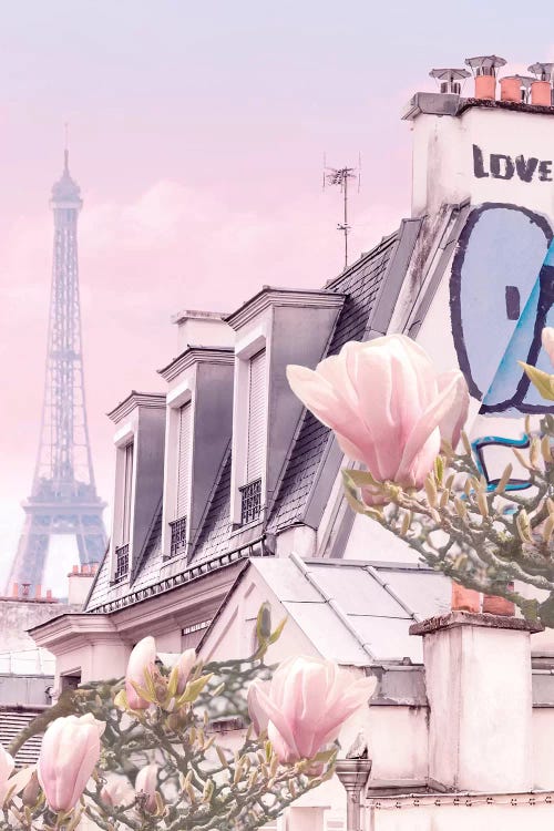 Paris With Its Eiffel Tower And Magnolias by Beli wall art