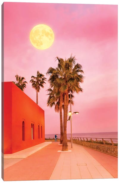 Super Moon At Sunset Canvas Art Print - Sunset Shades