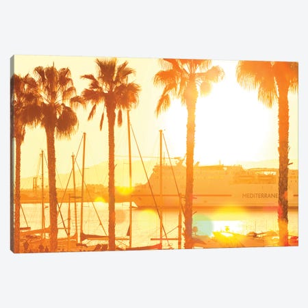 The Marina At Sunset Canvas Print #BLI99} by Beli Canvas Art Print