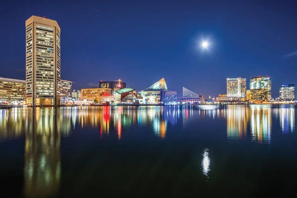 Large Photography - Canvas Prints: Baltimore's Moon by Jon Bilous