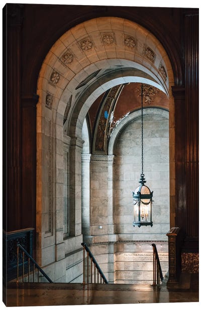 New York Public Library II Canvas Art Print - Stairs & Staircases