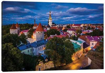 Old Town At Night Canvas Art Print