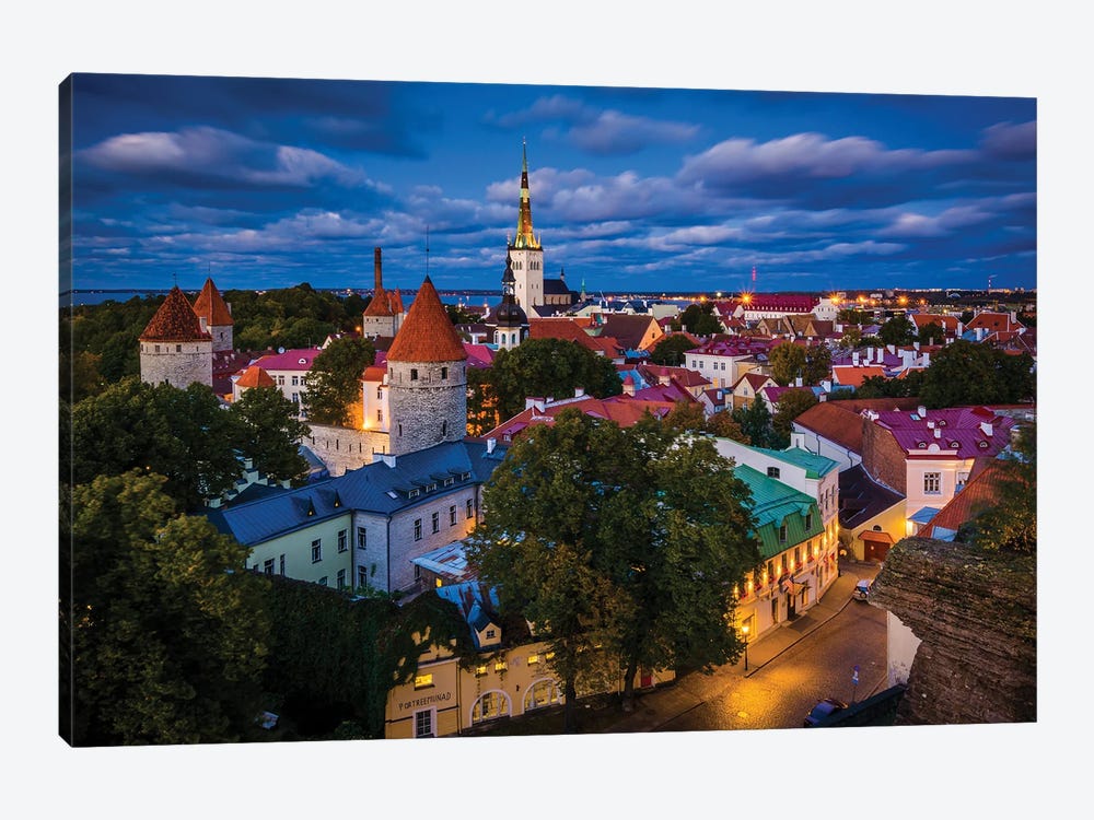 Old Town At Night by Jon Bilous 1-piece Canvas Wall Art