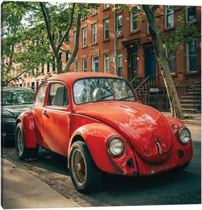 Red Beetle, Carroll Gardens Canvas Art Print - Volkswagen