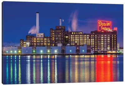 The Domino Sugars Factory Canvas Art Print - Urban River, Lake & Waterfront Art