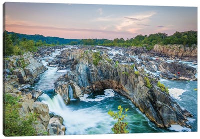 The Heart Of Great Falls Canvas Art Print - Waterfall Art