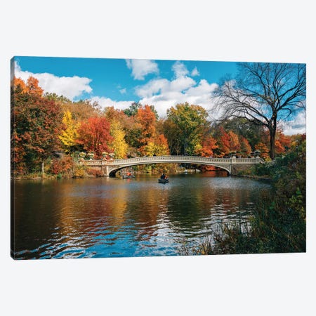 Bow Bridge Autumn I Canvas Print #BLJ39} by Jon Bilous Canvas Wall Art