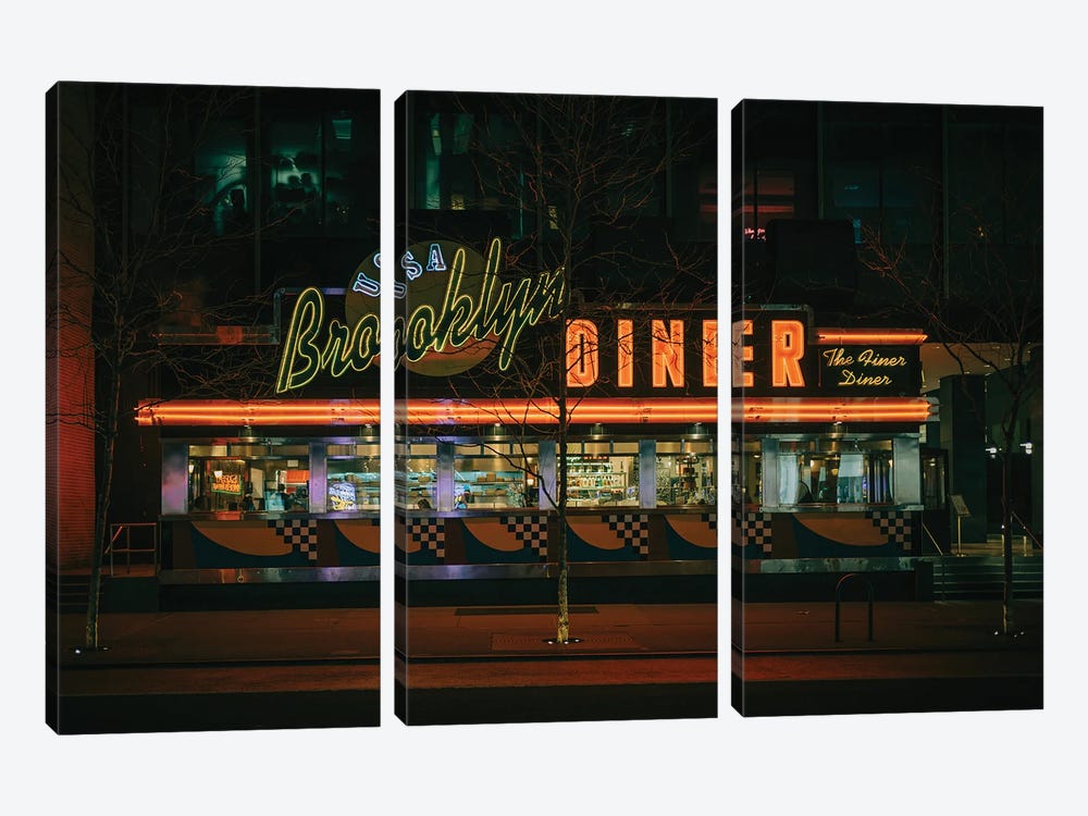 Brooklyn Diner USA by Jon Bilous 3-piece Canvas Art Print
