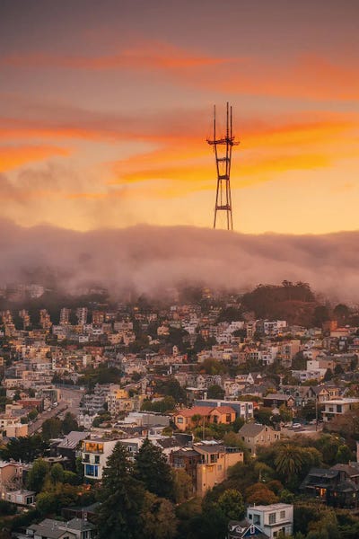San Francisco Skylines: Corona Heights Sunset II by Jon Bilous