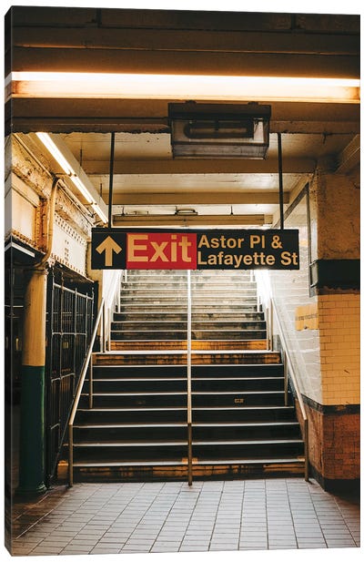 Astor Place Subway Exit Canvas Art Print - Stairs & Staircases