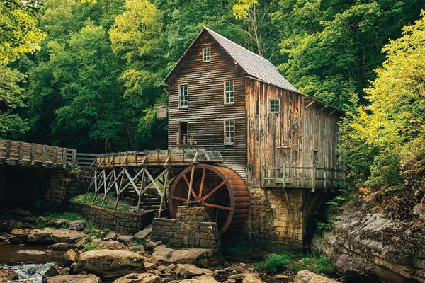 Large Photography - Canvas Prints: Glade Creek Grist Mill, Babcock State Park II by Jon Bilous