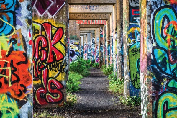 Large Photography - Canvas Prints: Graffiti Pier III by Jon Bilous