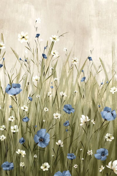 Alex Black: Blue Blossoms In Gentle Meadow by Alex Black