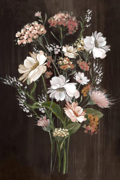Wildflowers: Gentle Blooms On Dark Canvas II by Alex Black