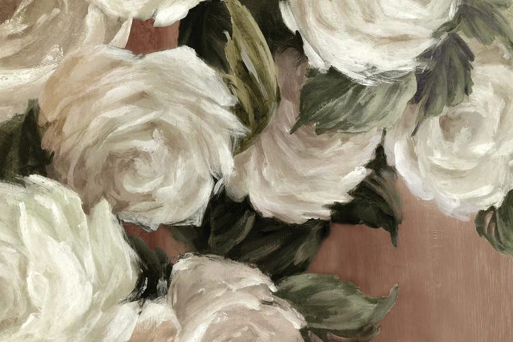 White Roses On Rustic Canvas