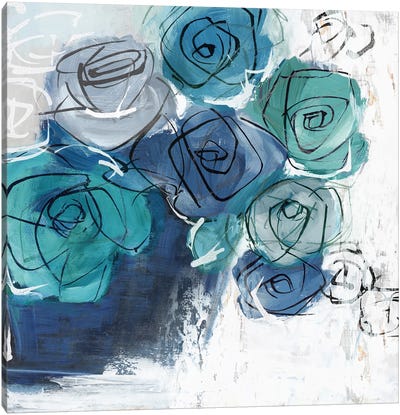 Blue Flowers in Pot Canvas Art Print